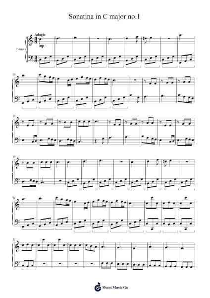 Sonatina in C major no.1 Sheet Music by universal dirp-Arr.Bridrian