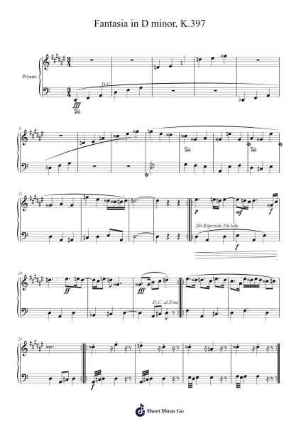 Fantasia in D Minor, K. 397/385g Sheet Music by Wolfgang Amadeus Mozart-Arr.Dilmos