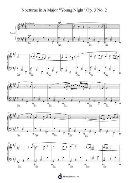 Nocturne in A Major "Young Night" Op. 3 No. 2 Sheet Music by C. Morrissey-Arr.Louisron Whitemax