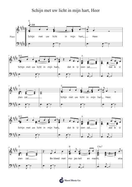 Schijn met uw licht in mijn hart, Heer Sheet Music by -Arr.Bloorvogt