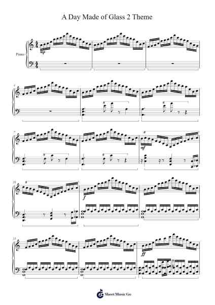 A Day Made of Glass 2 Theme Sheet Music by -Arr.Walmeo