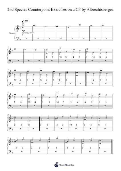 2nd Species Counterpoint Exercises on a CF Sheet Music by dx4250-Arr.Hootus