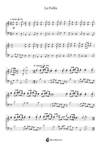 Sonata in D Minor, Op. 1, No. 12, RV 63 "La Follia" Musica per pianoforte di Antonio Vivaldi - Arr.Jesphy Vebmons