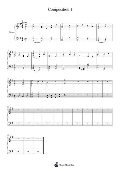 Composition 1 Sheet Music by Kali Lewis-Arr.Oglet Kitcke