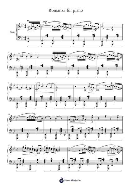 Romanza for piano Sheet Music by L.L. Potter-Arr.Boylerod