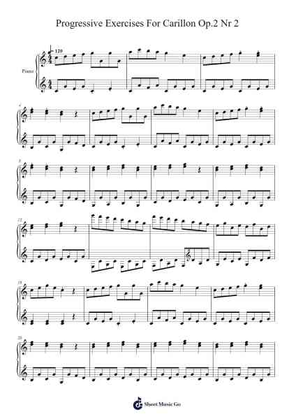 Progressive Exercises For Carillon Op. 2 No. 2 Sheet Music by TheHymnPlayer01-Arr.Gregrace Glennjob