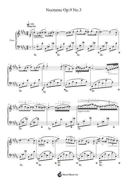 Nocturne Op.9 No.3 Sheet Music by Frederic Chopin-Arr.Peale