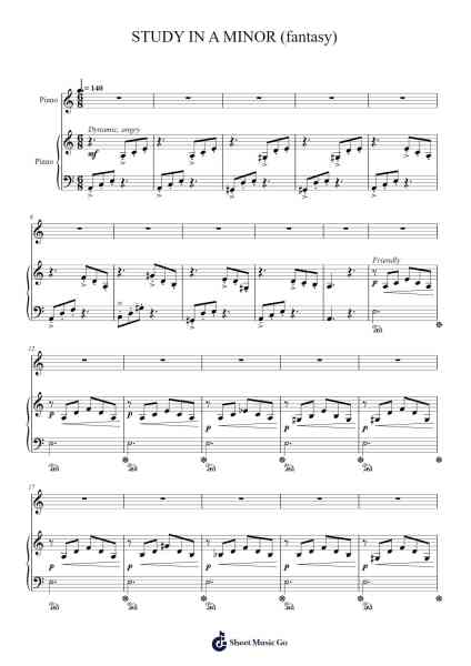 STUDY IN A MINOR (fantasy) Sheet Music by Kaydric Claudeel-Arr.Jofield