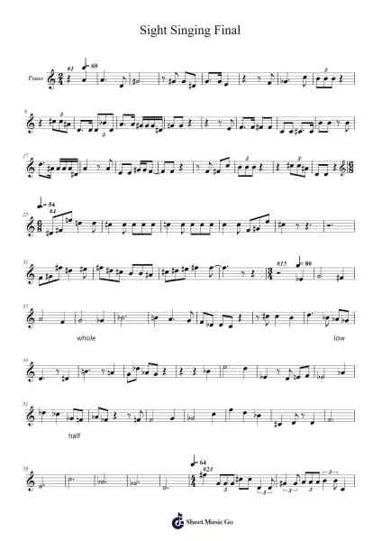 Sight Singing Final Sheet Music by -Arr.Denre