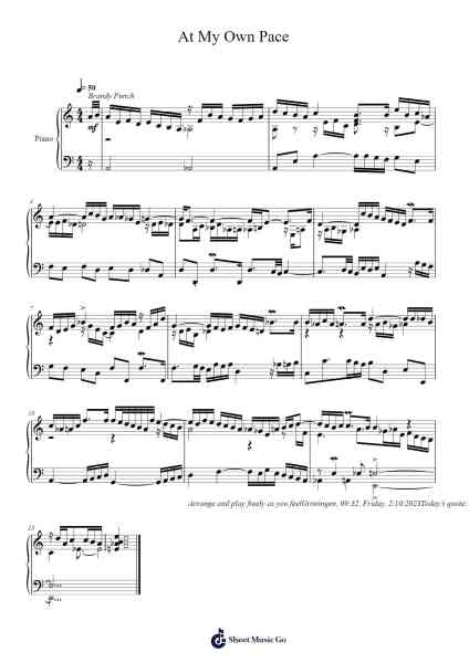 At My Own Pace Sheet Music by Toursbur-Arr.Ribloor