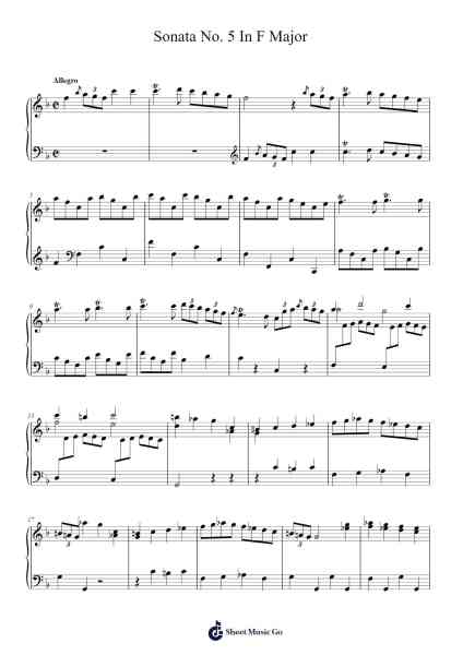 Sonata No. 5 in F Major Sheet Music by Antonio Soler-Arr.Papel