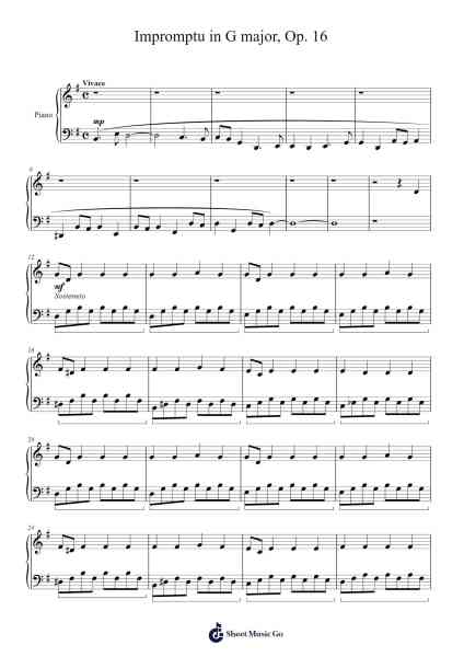 Impromptu in G Major, Op. 16 Sheet Music by Fitchhy-Arr.Vanlett Hudrey