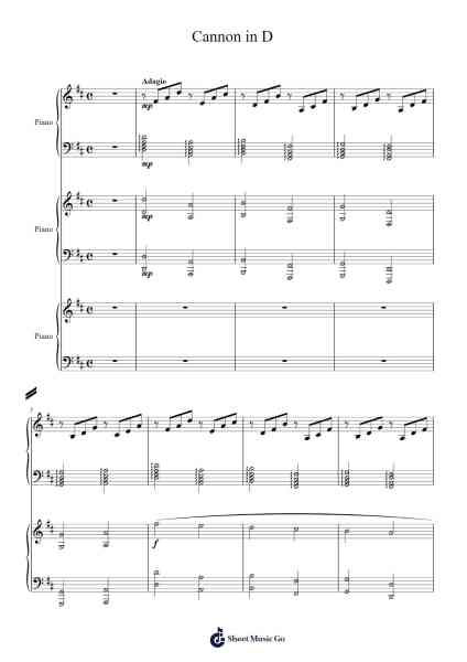 Canon in D Major Sheet Music by Johann Pachelbel-Arr.Rareade Zoelotte