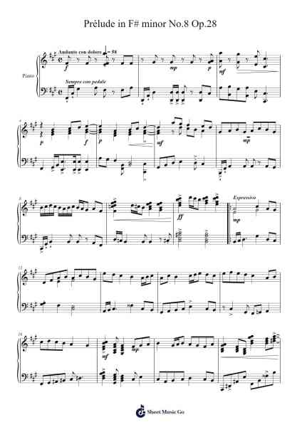 Prélude in F# minor No.8 Op.28 Sheet Music by Sachell-Arr.Dysaul Beaze