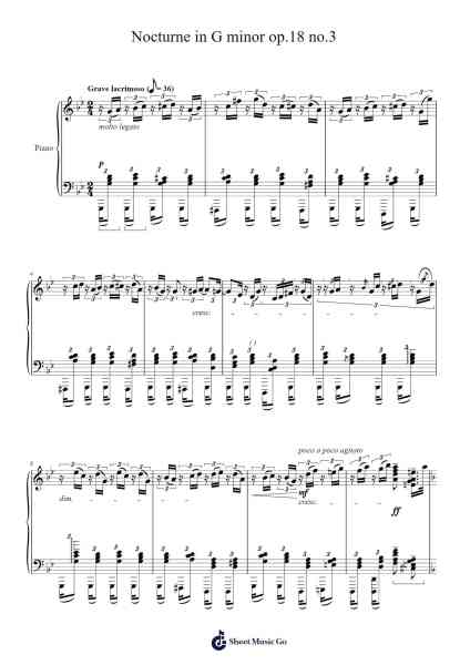 Nocturne in G minor op.18 no.3 Sheet Music by Boothphen Rybes-Arr.Gasgreve Ausnal
