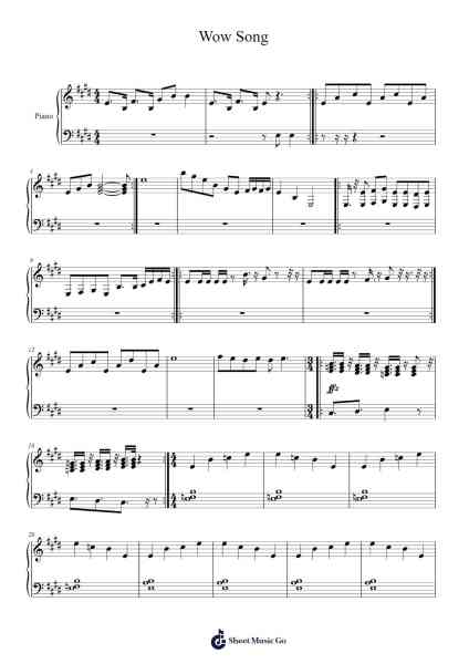 Wow Song Sheet Music by mymusic233-Arr.Wolflor Coltrid