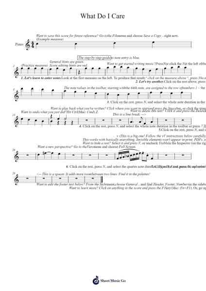 What Do I Care Sheet Music by Sarah Gentle-Arr.O'Cakeats Leofunk
