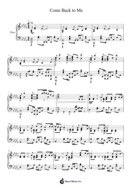 Come Back to Me Sheet Music by Bii (畢書盡)-Arr.Bysey Truwood