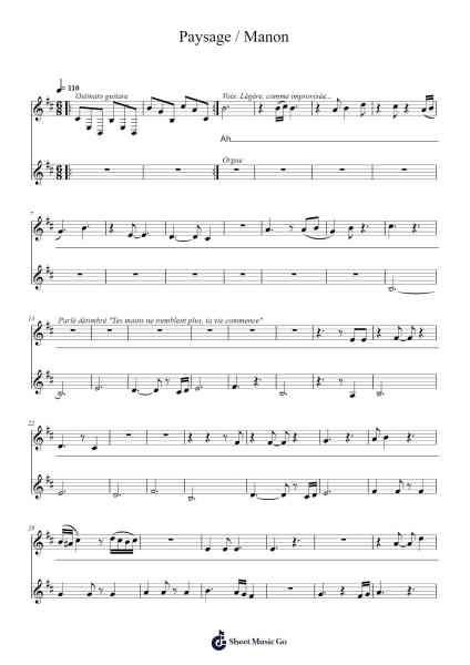 Paysage / Manon Sheet Music by Olivier Mellano-Arr.Brosaul
