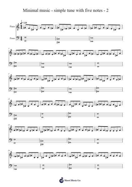 Minimal music - simple tune with five notes - 2 Sheet Music by xxvinod-Arr.Galepiers Vasa