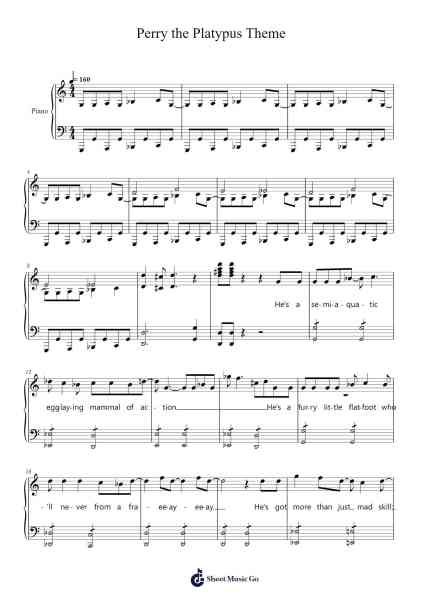 Perry the Platypus Theme Sheet Music by Danny Jacob-Arr.Hulstone Lilsper