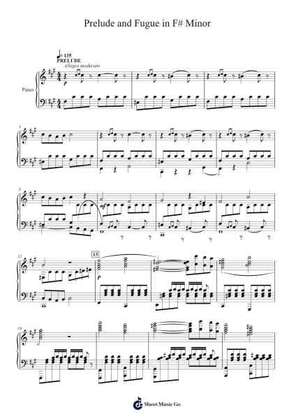 Prelude and Fugue in F# Minor Sheet Music by L. Michael Green-Arr.Lanceriah Bunlynch