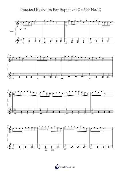 Practical Exercises For Beginners, Op. 599, No. 13 Sheet Music by Carl Czerny-Arr.Zimer