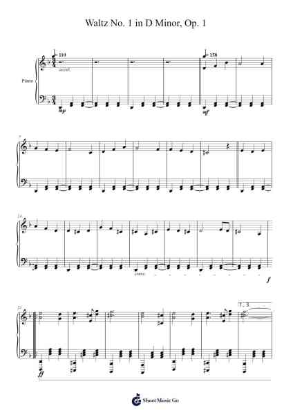 Waltz No. 1 in D Minor, Op. 1 Sheet Music by Noel Rosa-Arr.Oryet Zosoll