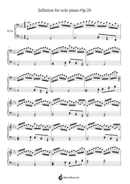 Inflation for solo piano Op.26 Sheet Music by Joey Yang-Arr.Zoeliot Maugpe