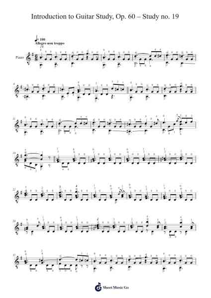 Introduction to the Study of the Guitar, Op. 60, No. 19 Sheet Music by Fernando Sor-Arr.Woolfleen Juskirk