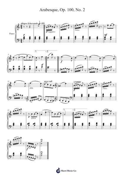 Arabesque, Op. 100, No. 2 Sheet Music by Friedrich Burgmüller-Arr.Abters Bloomsteele