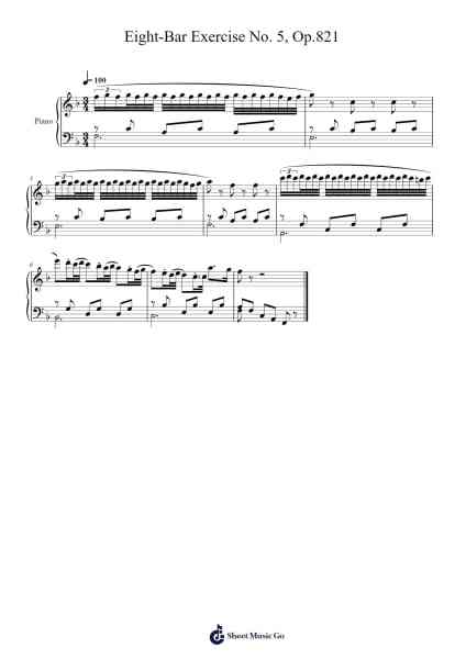 Eight-Bar Exercise No. 5, Op. 821 Sheet Music by Carl Czerny-Arr.Binghugh