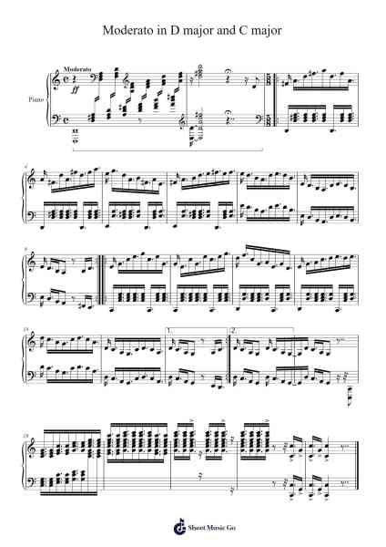 Moderato in D major and C major Sheet Music by A_Classical_Pianist-Arr.Reedtrine Gunnix