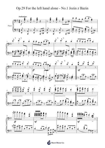 Op.29 For the left hand alone - No.1 Jozin z Bazin Sheet Music by Ivan Mládek-Arr.Bingpiers Georlance