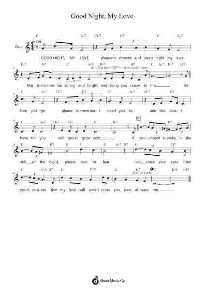 Good Night, My Love Sheet Music by George Motola/John Marascalco-Arr.Sigjeff