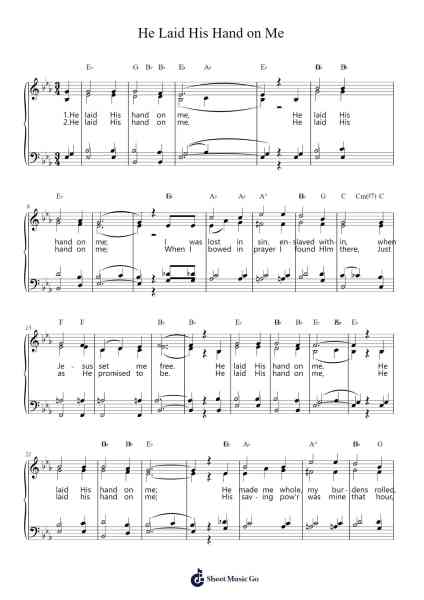 He Laid His Hand on Me Sheet Music by Joe E. Parks/D.W.-Arr.Rosworth