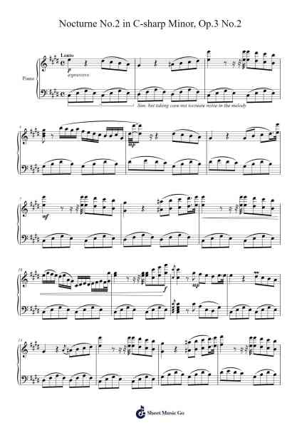 Nocturne No. 2 in C-sharp Minor, Op. Posth., B. 49 Sheet Music by Reyhugh Hazcius-Arr.Odefred