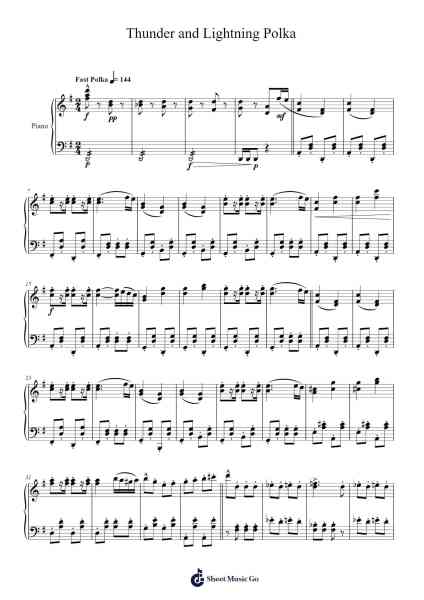 Thunder and Lightning Polka, Op. 324 Sheet Music by Johann Strauss II-Arr.Manssaul Dexy