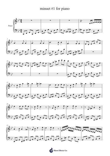 minuet #1 for piano Sheet Music by -Arr.Odefred