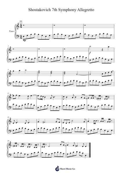 Symphony No. 7 in C Major, Op. 60 "Leningrad": II. Allegretto Sheet Music by Dmitri Shostakovich-Arr.Campnah