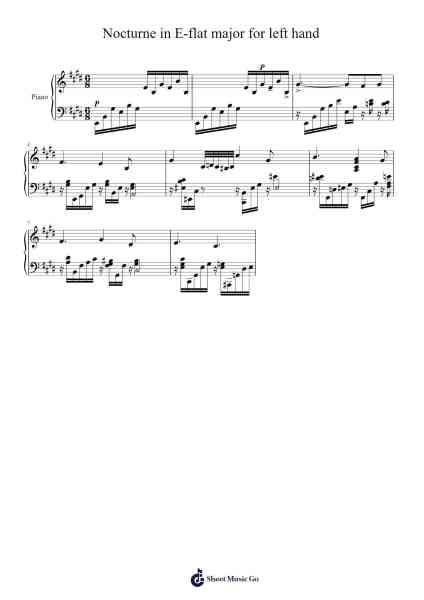 Nocturne in E-flat Major for Left Hand Sheet Music by Frédéric Chopin-Arr.Wildmy