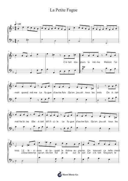La Petite Fugue Sheet Music by Maxime Le Forestier-Arr.Jebois Hudlap