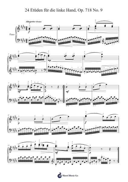 24 Etüden für die linke Hand, Op. 718: No. 9 Sheet Music by Carl Czerny-Arr.Bardthea Faylotte