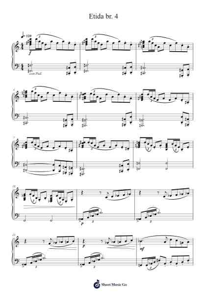 Etida br. 4 Sheet Music by Unknown author-Arr.Quintle