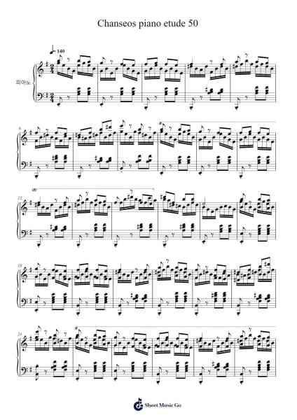 Chanseos piano etude 50 Sheet Music by junginie-Arr.Blycarr
