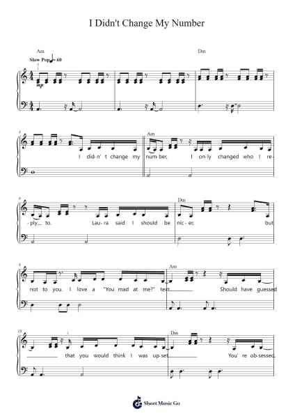 I Didn't Change My Number Sheet Music by Billie Eilish-Arr.Leoduke Hodwey
