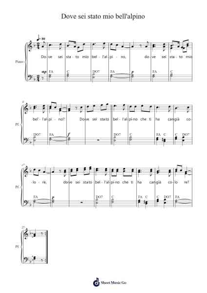 Dove sei stato mio bell'alpino Sheet Music by Tradizionale-Arr.Davehume
