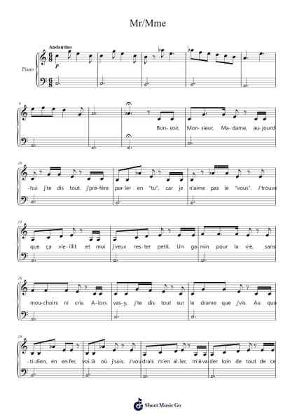 Mr/Mme Sheet Music by Loïc Nottet-Arr.Caewald Tabpritt