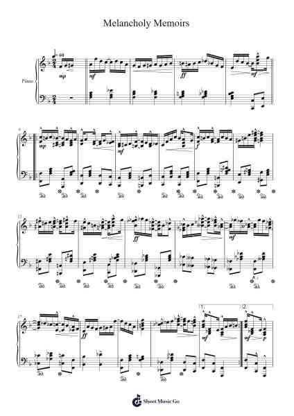 Melancholy Memoirs Sheet Music by Ragtime Cam-Arr.Tateearl Grantbroad