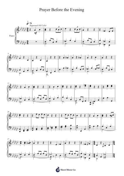 Prayer Before the Evening Sheet Music by Toursbur-Arr.Saxel